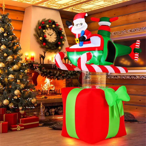 Inflatable Santa flying helicopter on gift