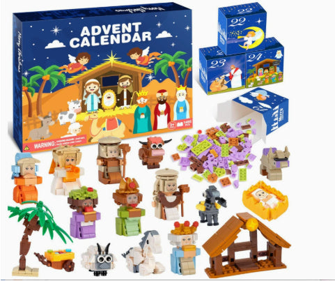 Christmas advent calendar with 24 mini brick building boxes