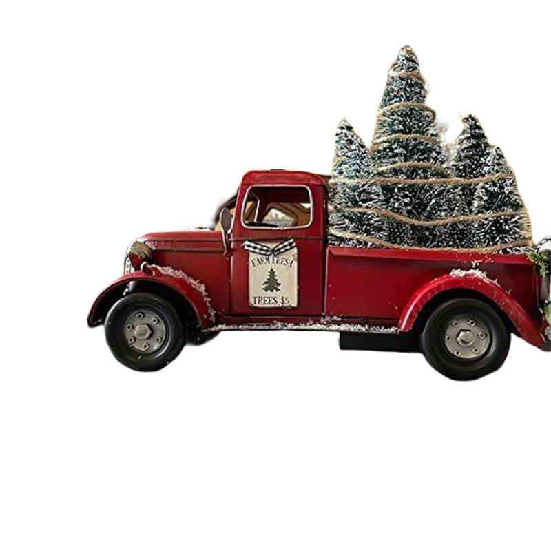 Colverro™ Red Farm Truck Christmas Decoration with Lighted Trees