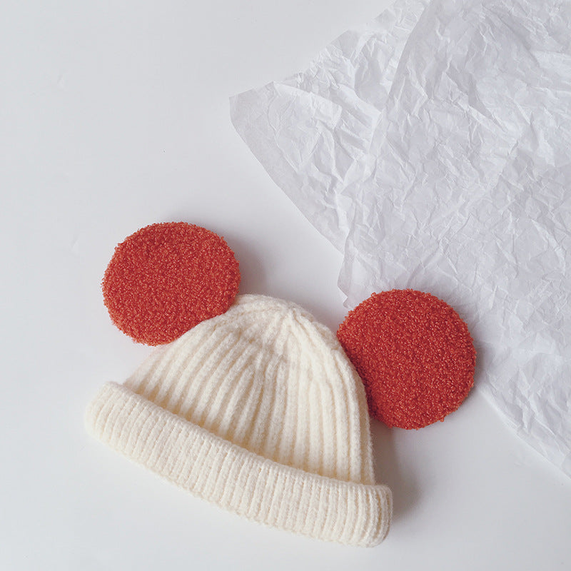 Kids knit beanie with fluffy teddy ears
