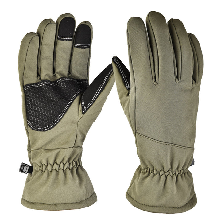 Black softshell winter gloves