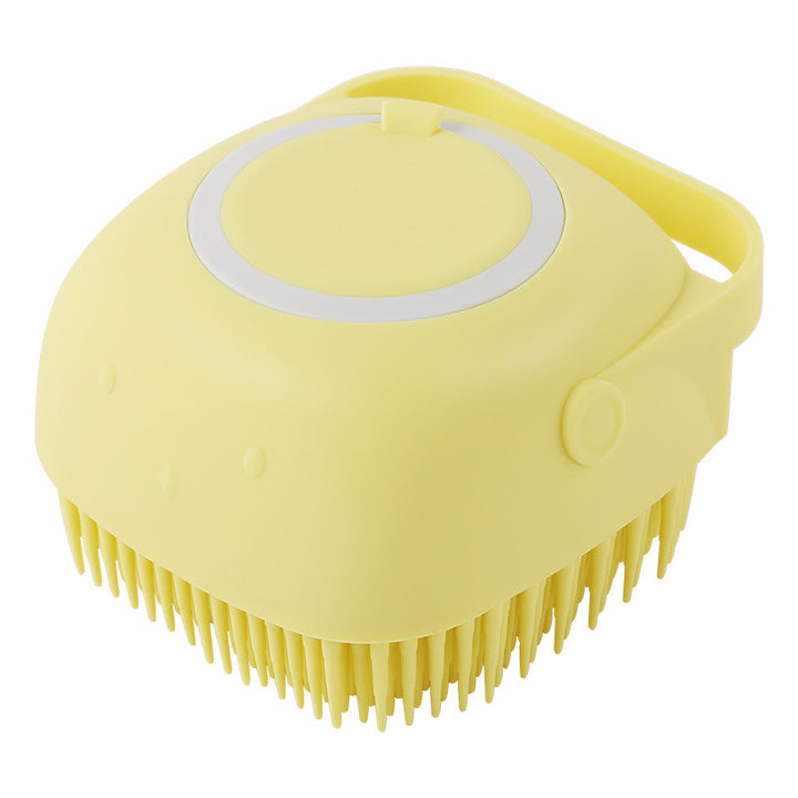 Silicone pet bath brush with shampoo chamber