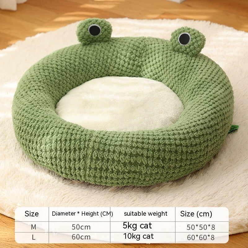 Frog Shape Plush Pet Bed for Cats and Small Dogs