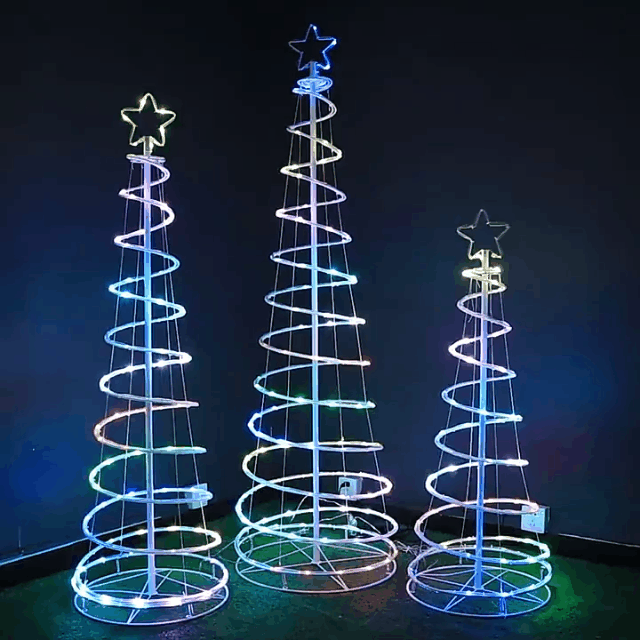 Glowing LED spiral Christmas tree with star