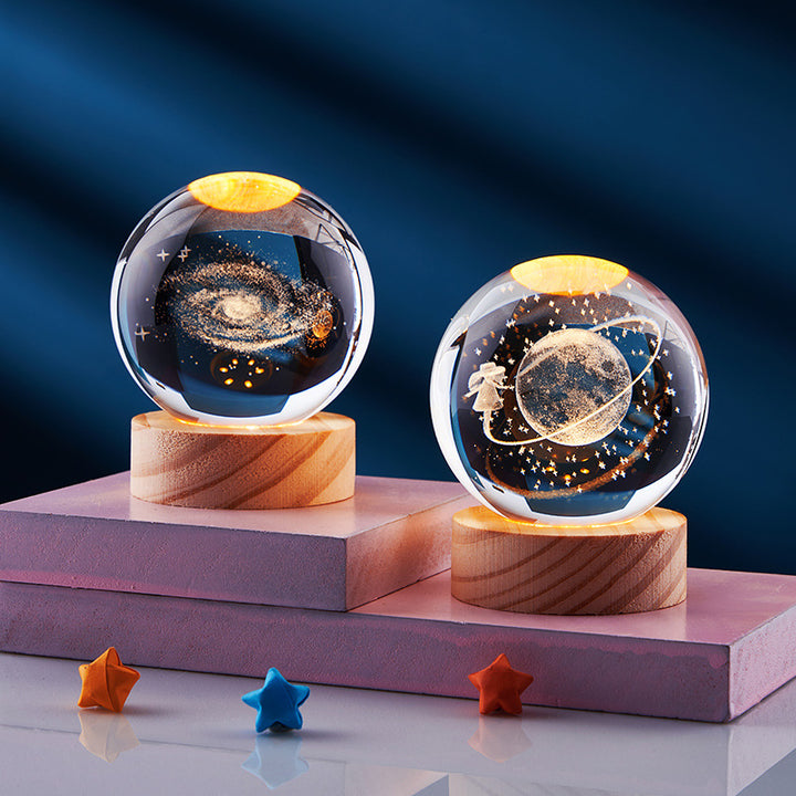 3D Crystal Ball Night Light, Solar System and More, 6 or 8 cm