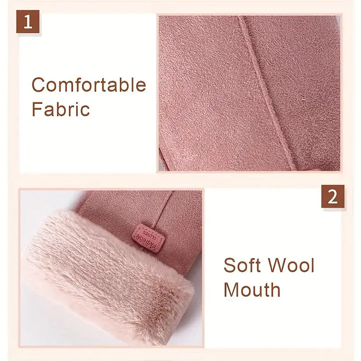 Colverro™ Velvet-Lined Suede Winter Gloves with Plush Cuff