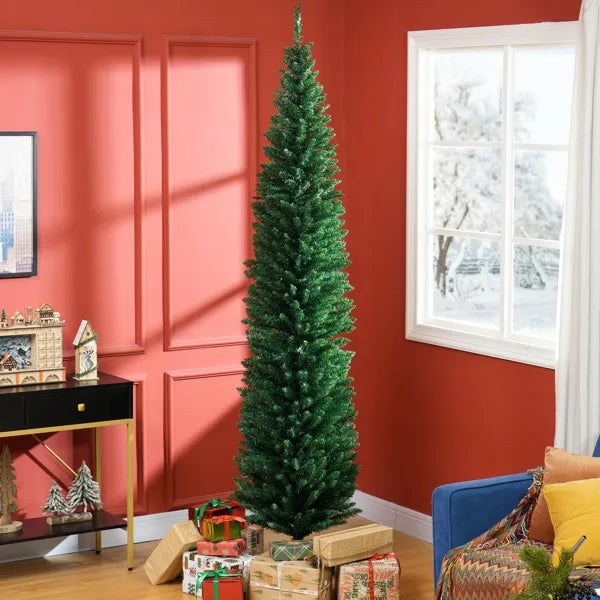 Colverro 8 ft Slim Pencil Christmas Tree with 618 Tips