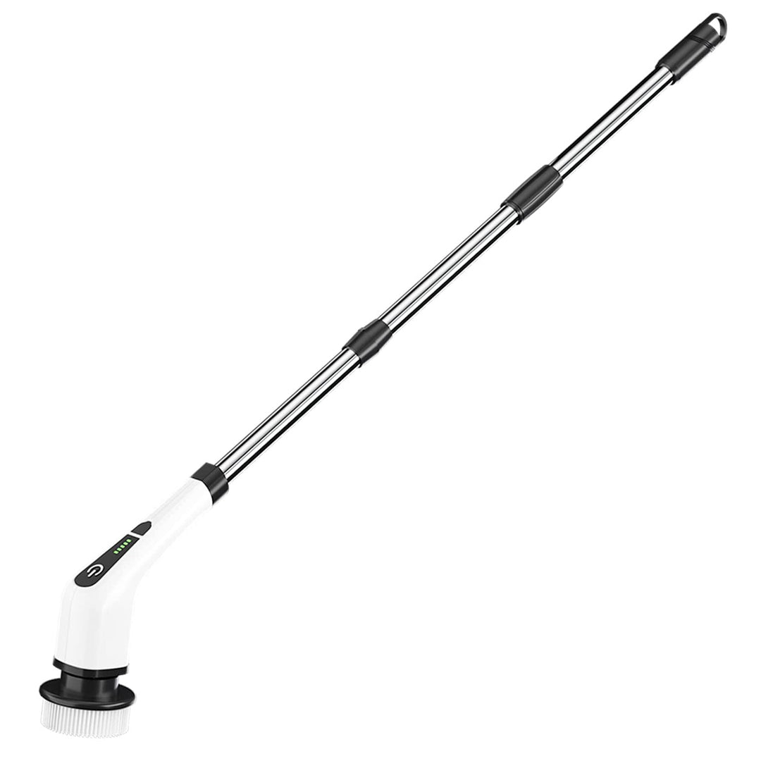 Cordless electric spin scrubber with brush heads