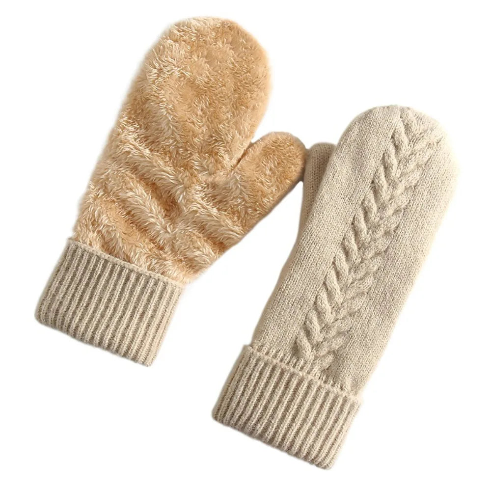 Colverro™ Fleece-Lined Double-Layer Knit Mittens with Long Cuffs