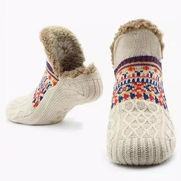 Colverro™ Snowflake Knit Fleece-Lined Socks with Non-Slip Grip Soles