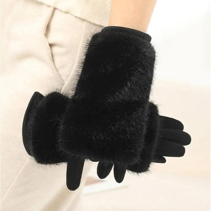 Colverro™ Suede Touchscreen Winter Gloves with Cozy Fur Trim