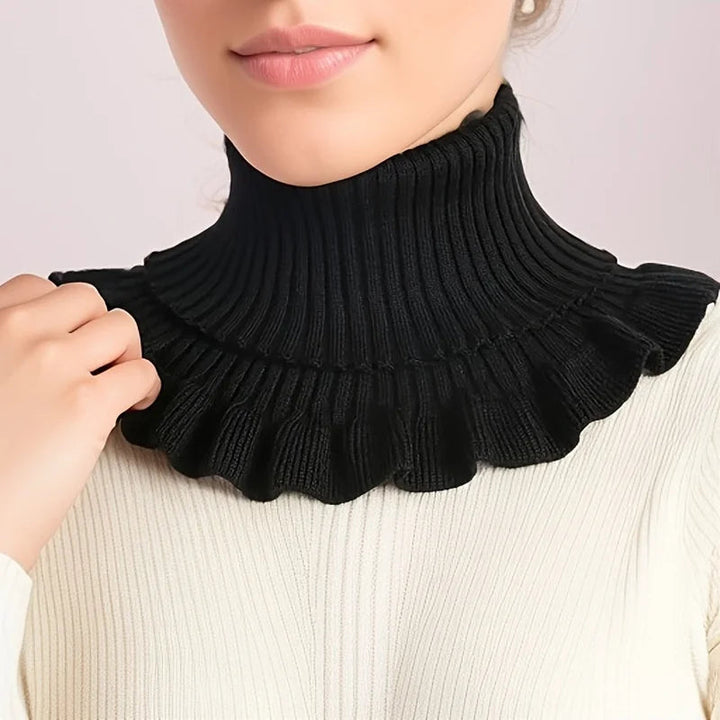 Colverro™ Knit Turtleneck Collar Scarf – Ruffle Trim, Windproof Warmth