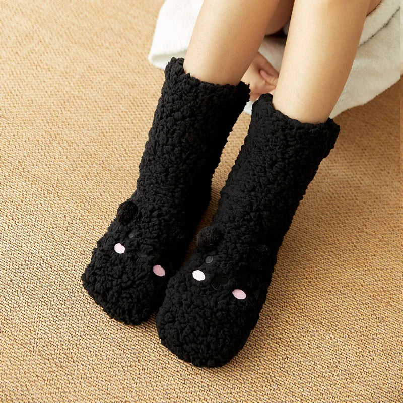 Colverro™ Cute Bear Fleece Socks with Non-Slip Gripper Sole