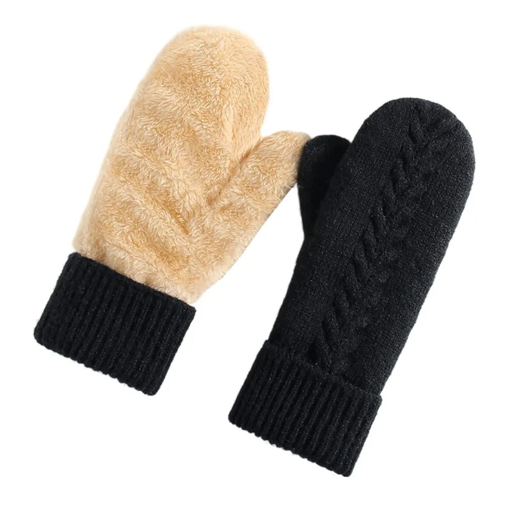 Colverro™ Fleece-Lined Double-Layer Knit Mittens with Long Cuffs