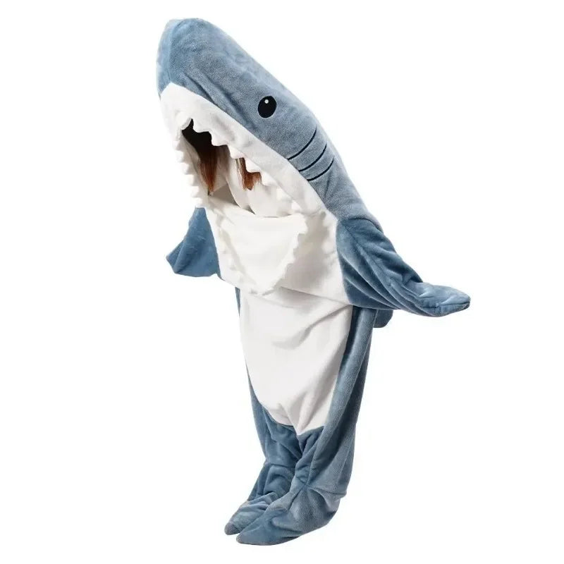 Colverro™ Soft Flannel Shark Hoodie Blanket with Leg Wrap