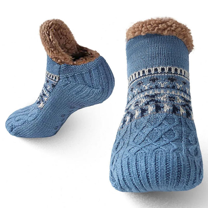 Colverro™ Snowflake Knit Fleece-Lined Socks with Non-Slip Grip Soles