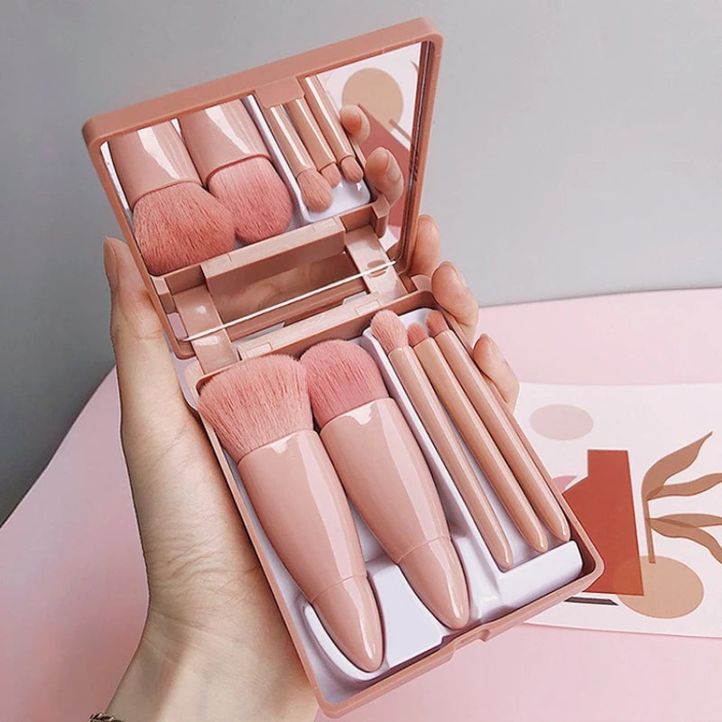 Colverro™ Mini Makeup Brush Set with Mirror in a Compact Case