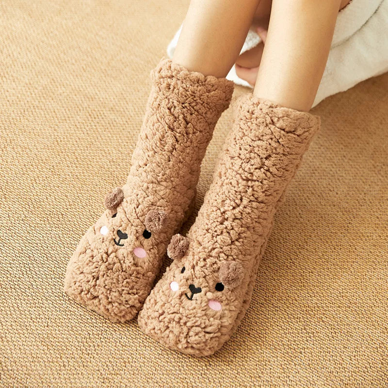 Colverro™ Cute Bear Fleece Socks with Non-Slip Gripper Sole