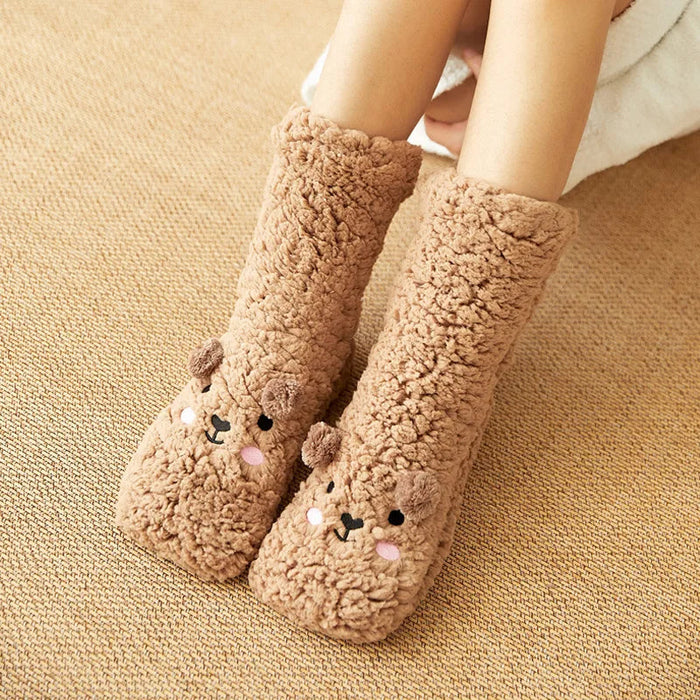 Colverro™ Cute Bear Fleece Socks with Non-Slip Gripper Sole