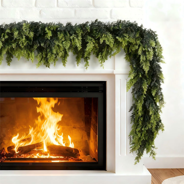 Green artificial Norfolk pine garland