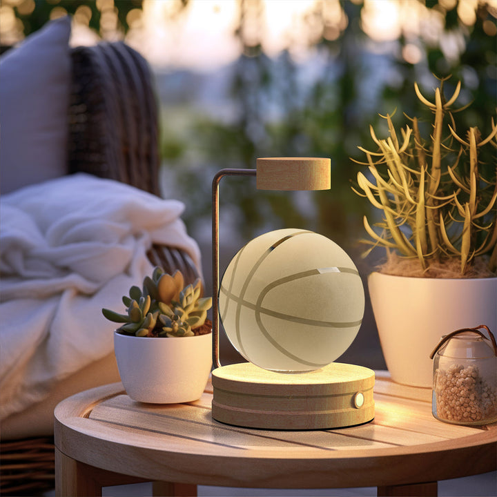 Crystal ball lamp with engraved galaxy