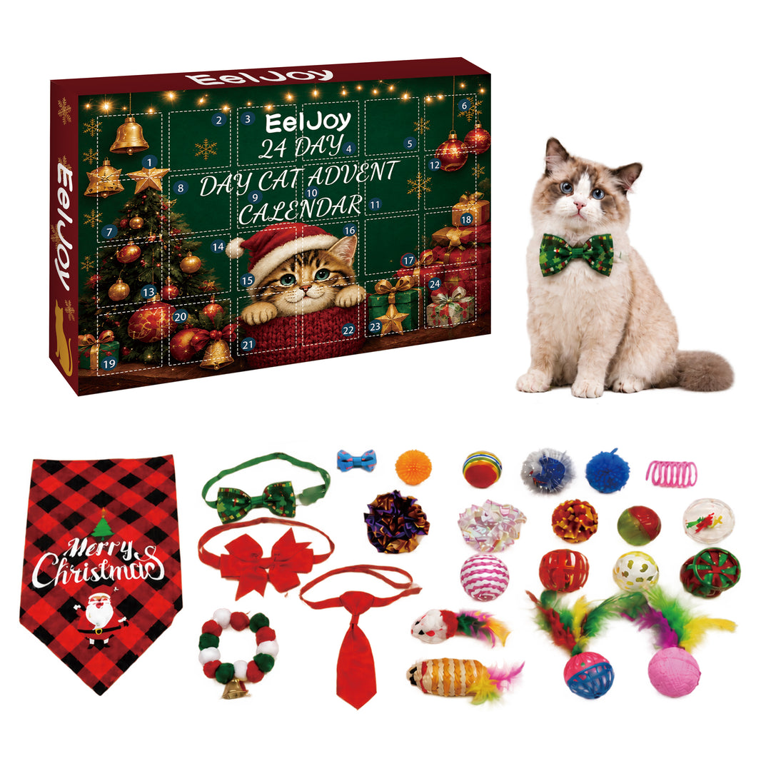 Christmas advent calendar box for cats with toys