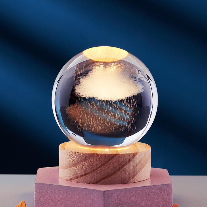 3D Crystal Ball Night Light, Solar System and More, 6 or 8 cm