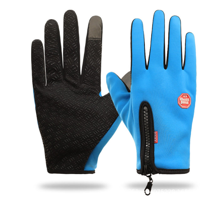 Black touchscreen winter gloves with zip cuff