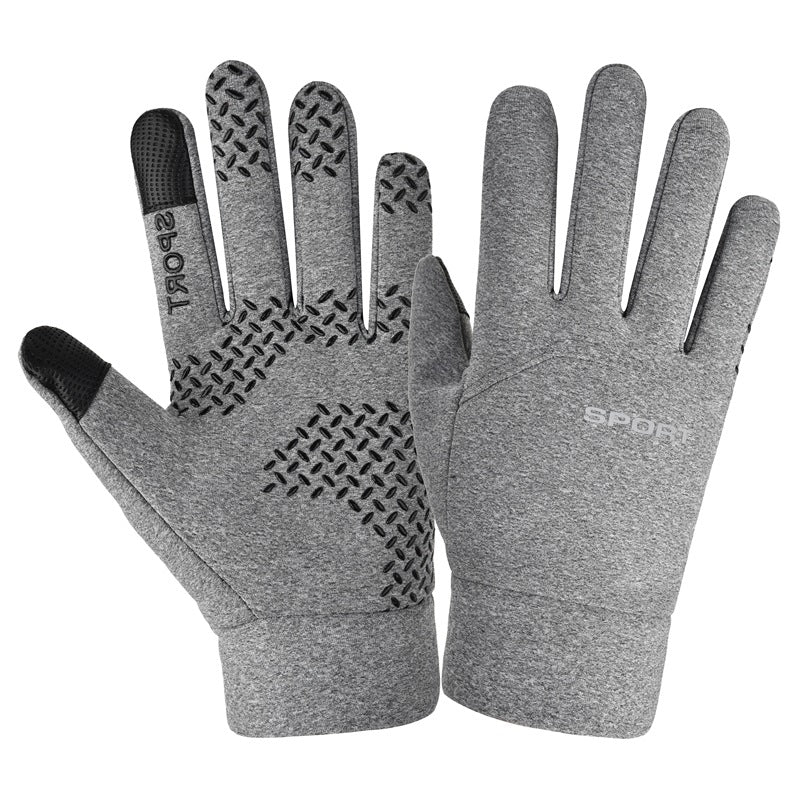 Black velvet-lined sports gloves with grip