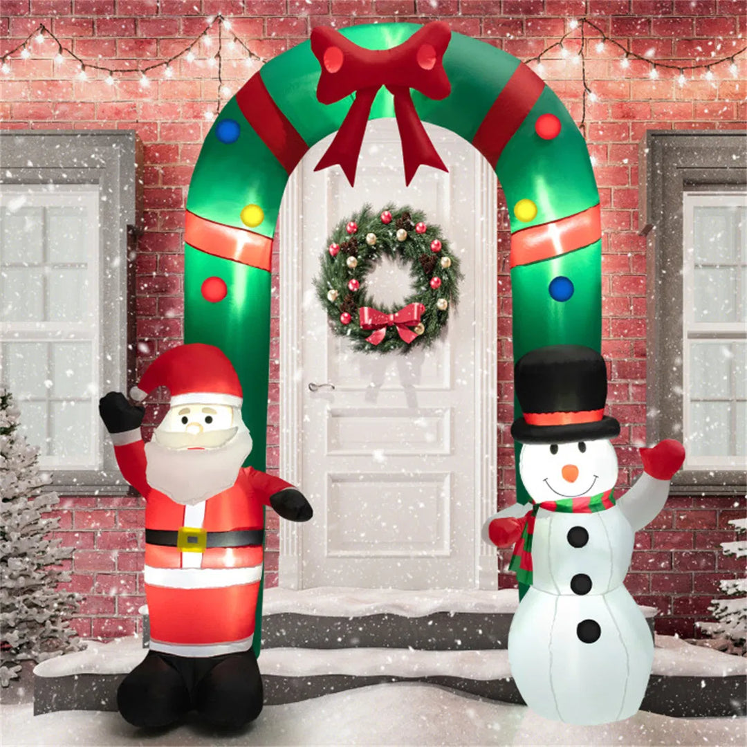 Inflatable Christmas arch with Santa snowman