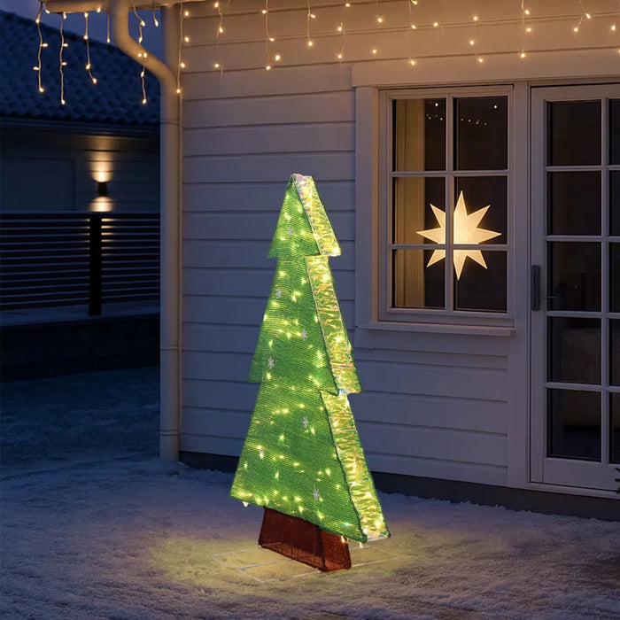 Colverro 4 ft Lighted Outdoor Tree with Snowflake Front