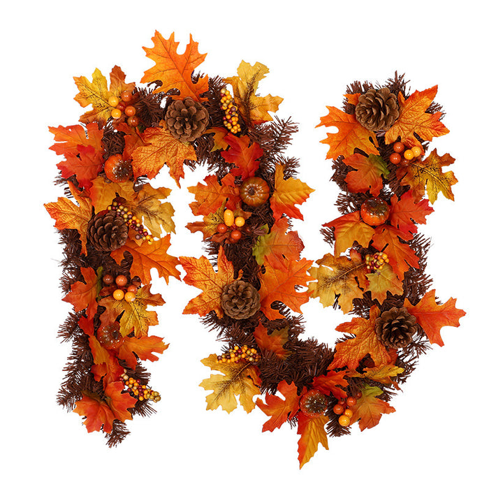 Colverro Fall Maple Leaf Garland with Pine Cones and Berries