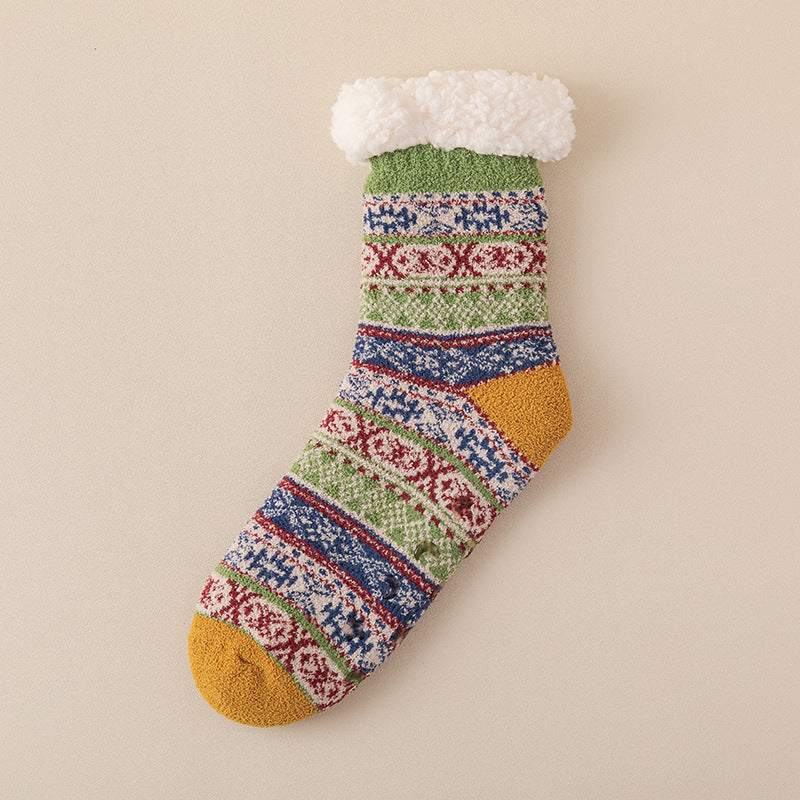 Nordic pattern fleece-lined lounge socks