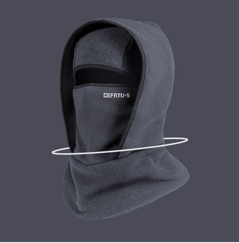 Black polar fleece balaclava with eye opening