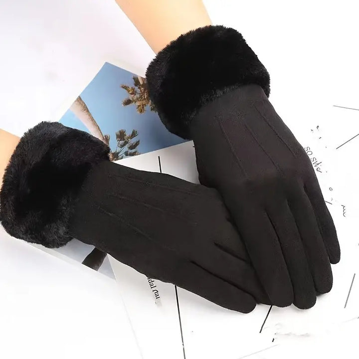 Colverro™ Velvet-Lined Suede Winter Gloves with Plush Cuff