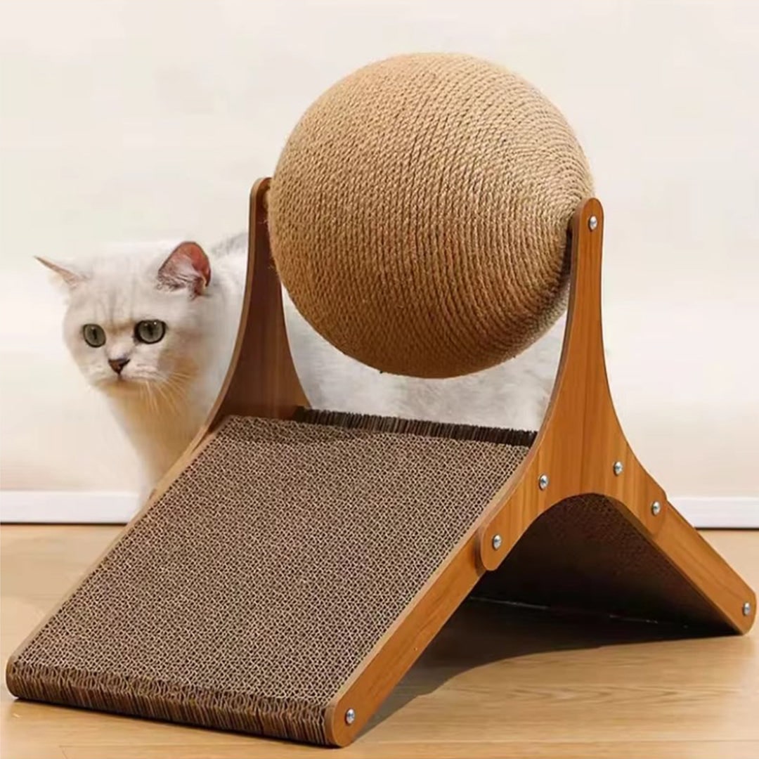 Colverro™ Cat Scratching Ball Toy with Sisal Rope and Cardboard Ramp