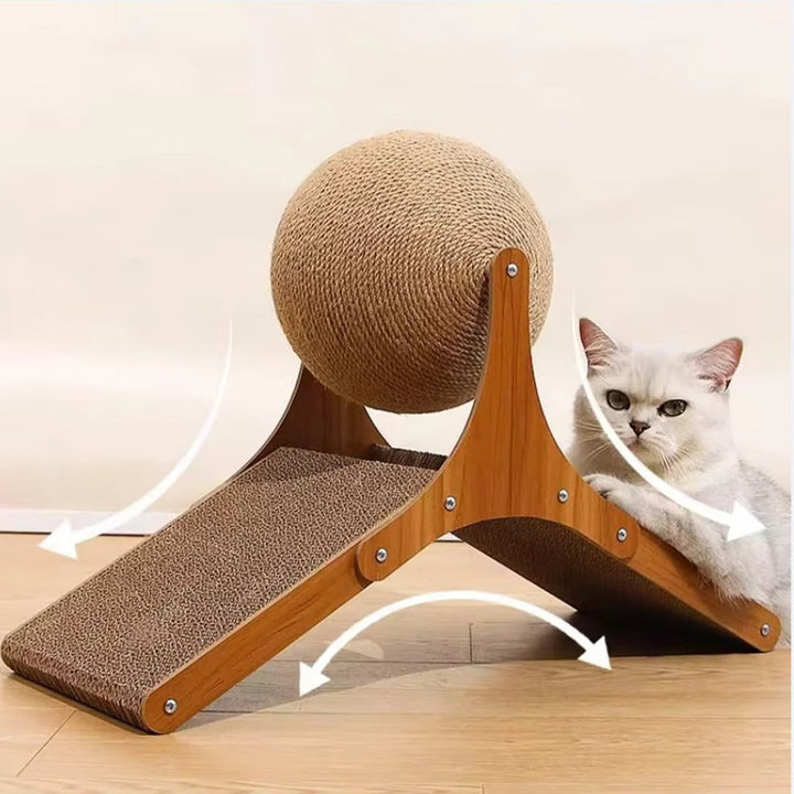 Colverro™ Cat Scratching Ball Toy with Sisal Rope and Cardboard Ramp