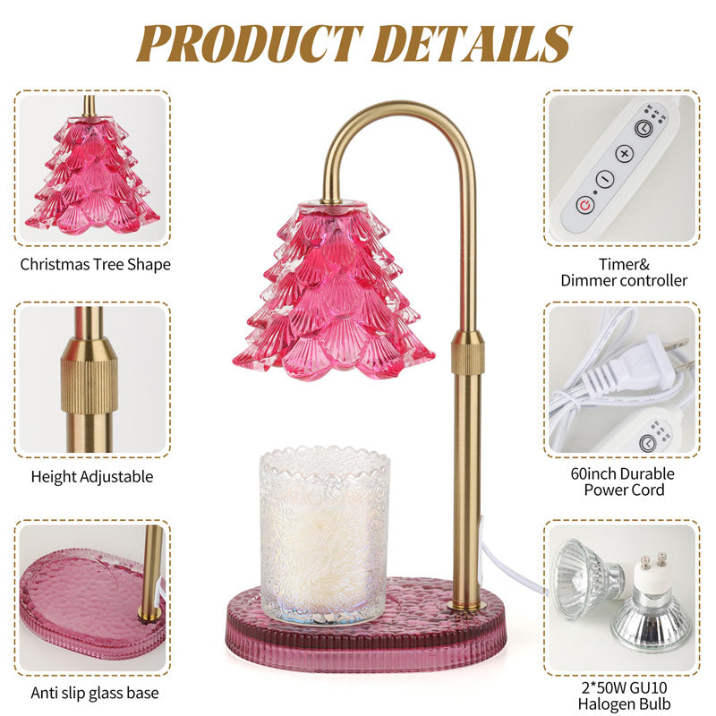 Pink Candle Warmer Lamp with Timer and Dimmer, 50W GU10
