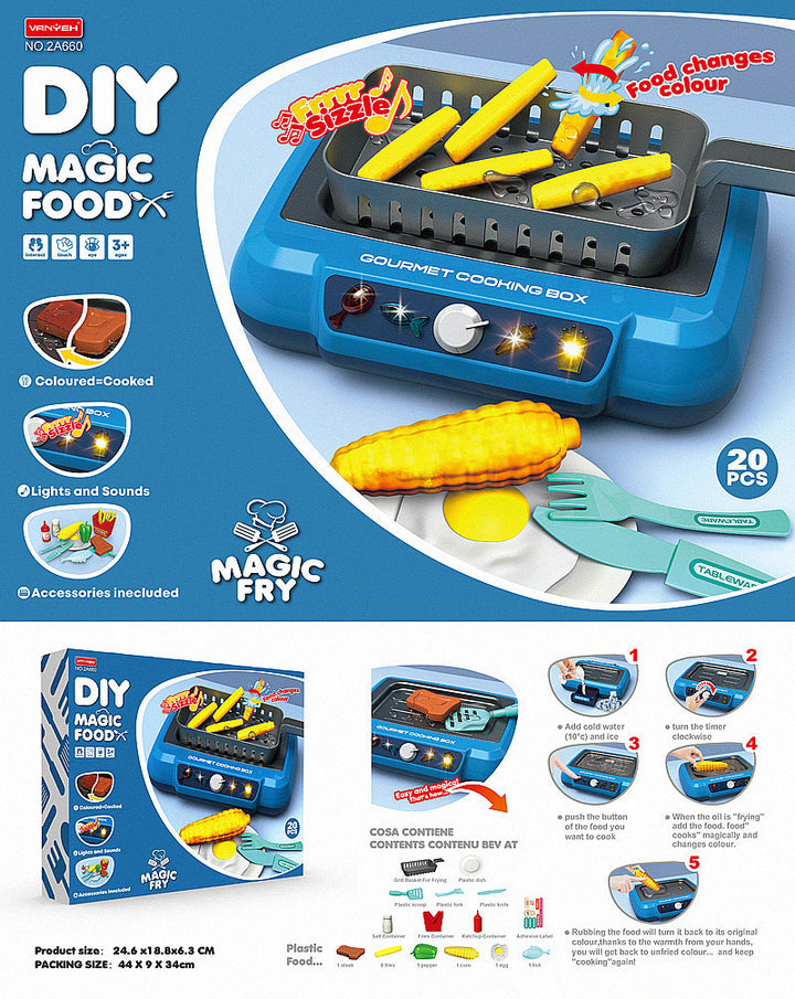 Kids toy stove set with play food and utensils