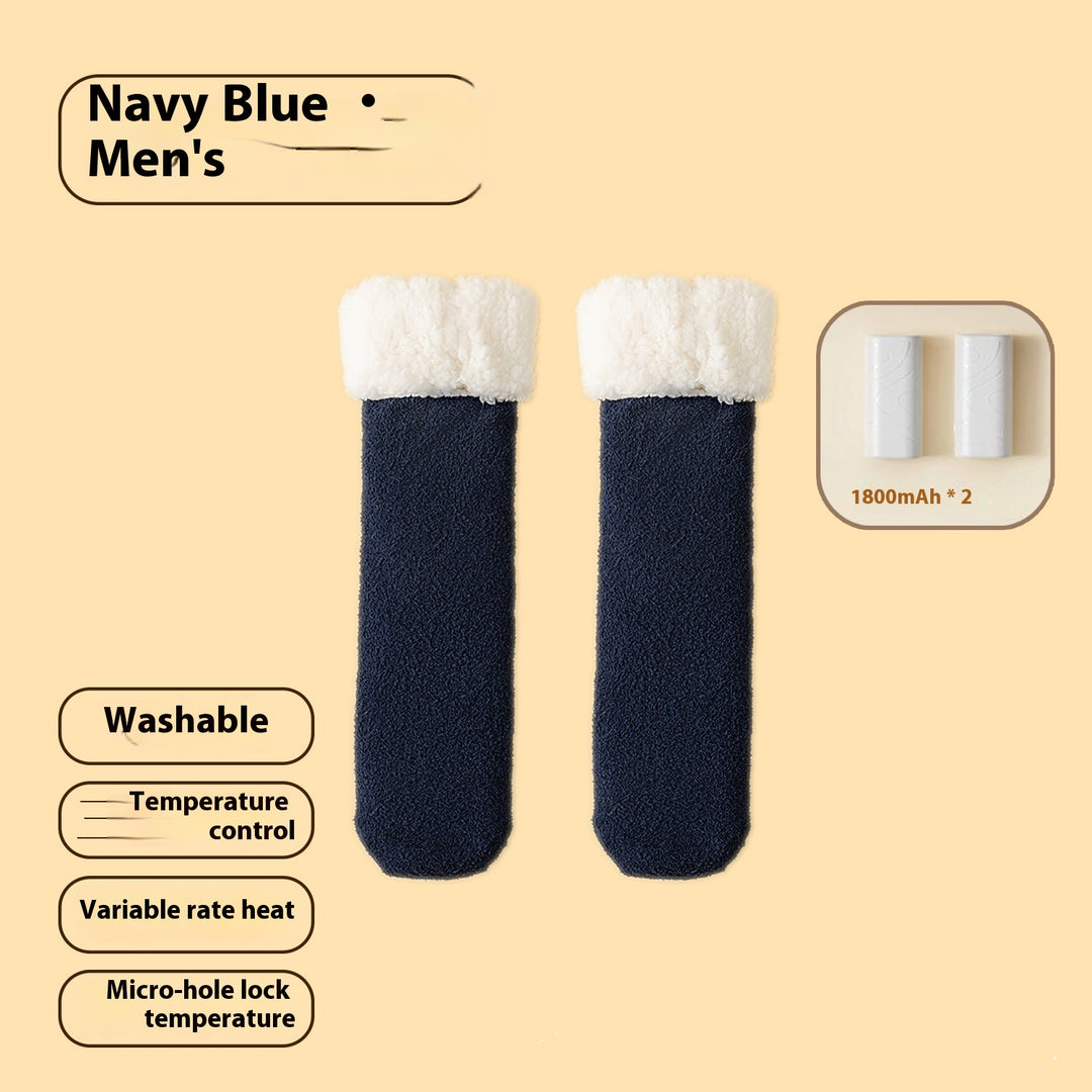 Fleece-lined heated socks with a duck design