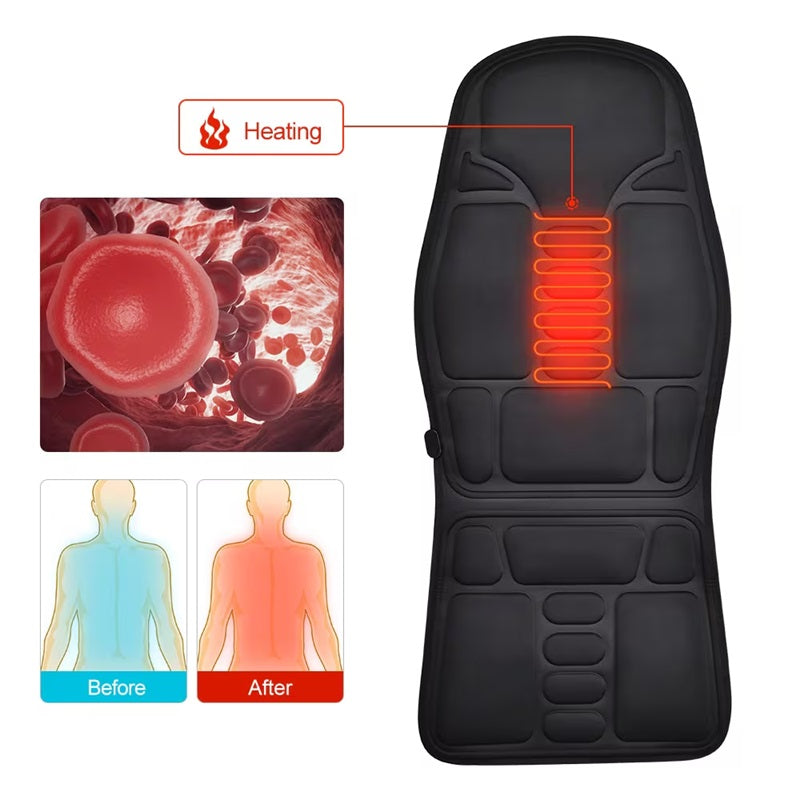 Colverro™ Heated Massage Chair Pad with 7 Motors for Home &amp; Car