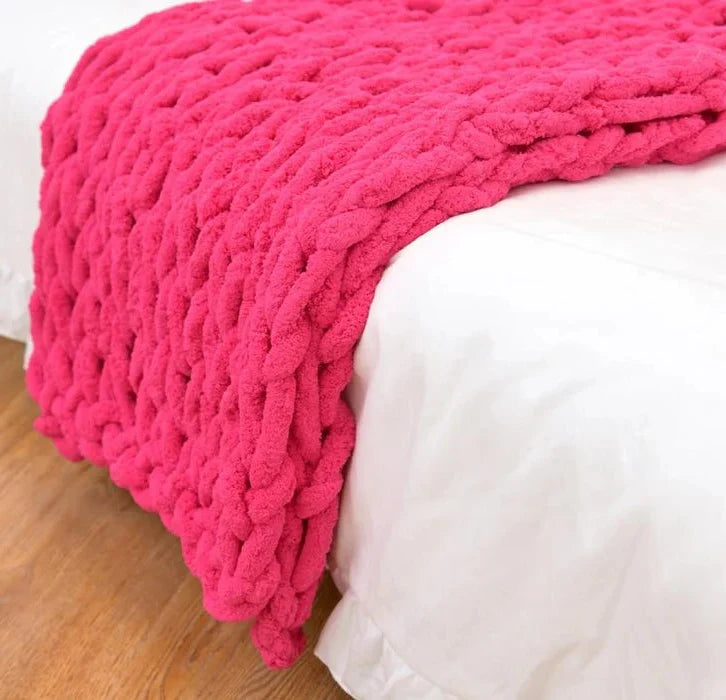 Colverro™ Hand-Knit Chenille Chunky Blanket for Couch, Bed and Sofa