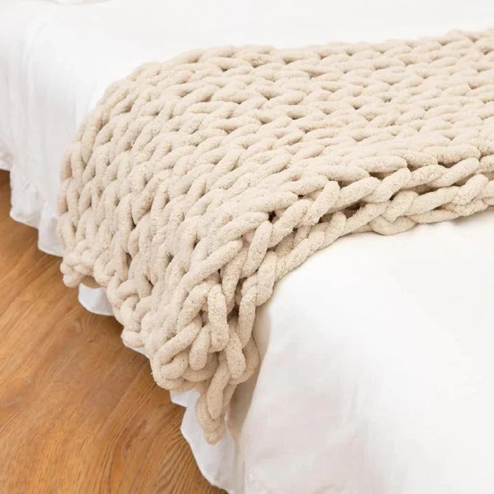 Colverro™ Hand-Knit Chenille Chunky Blanket for Couch, Bed and Sofa