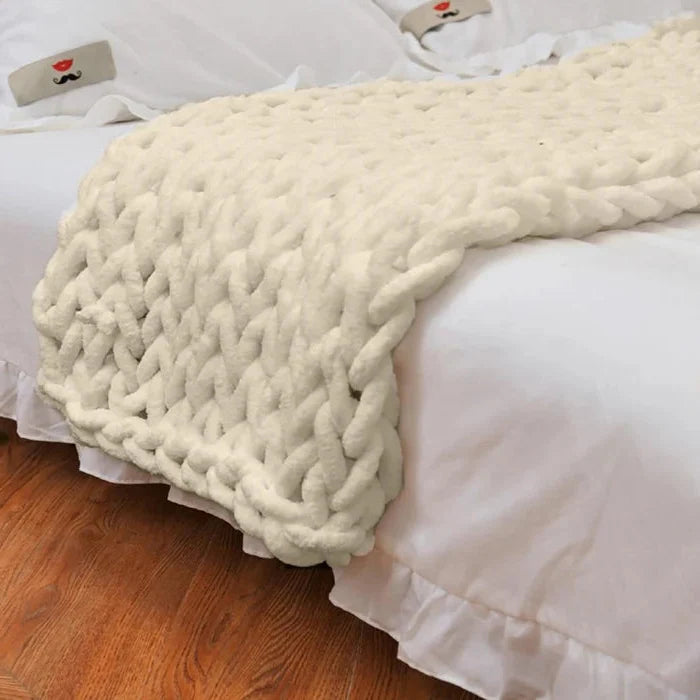 Colverro™ Hand-Knit Chenille Chunky Blanket for Couch, Bed and Sofa
