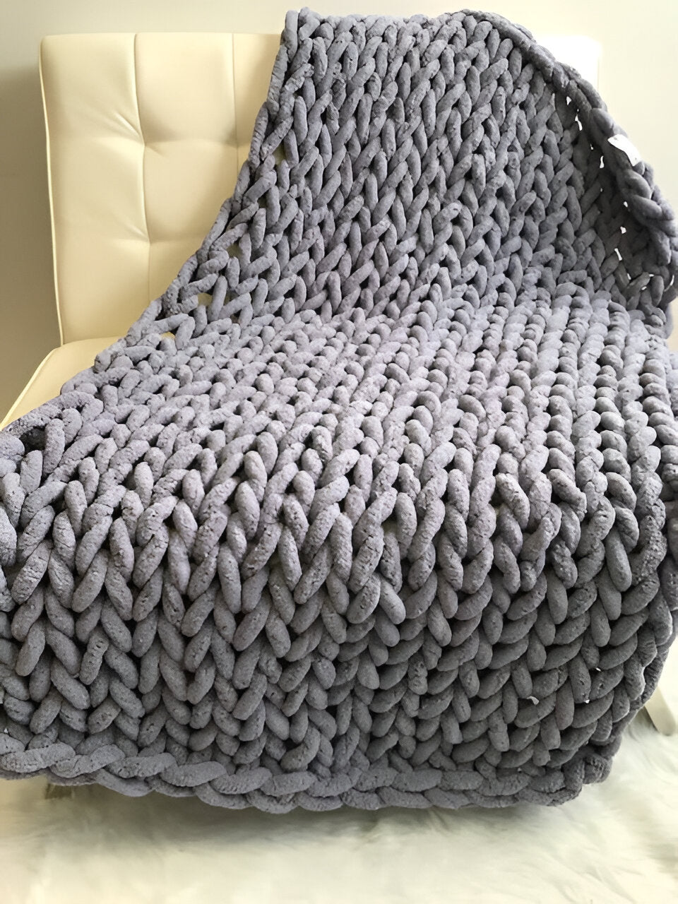 Colverro™ Hand-Knit Chenille Chunky Blanket for Couch, Bed and Sofa
