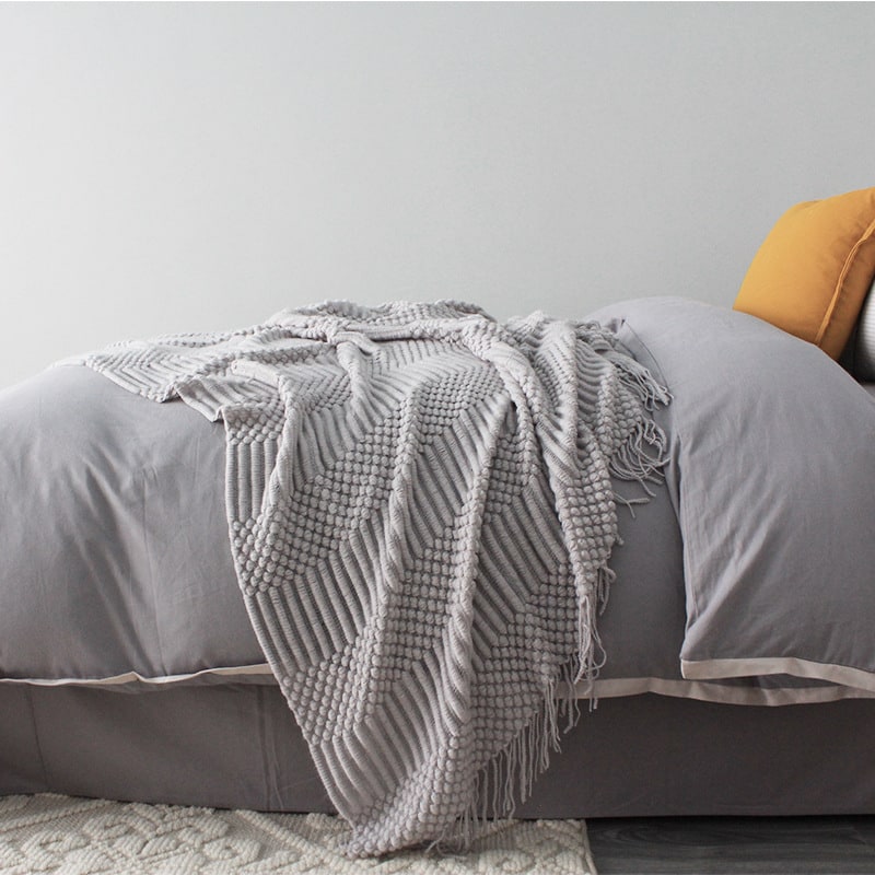 Colverro™ Popcorn Knit Throw Blanket with Fringe – Super Soft and Oversized