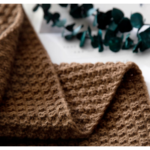 Colverro™ Chunky Waffle Knit Throw Blanket with Pom-Pom Tassels