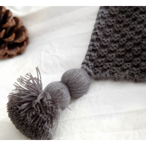 Colverro™ Chunky Waffle Knit Throw Blanket with Pom-Pom Tassels