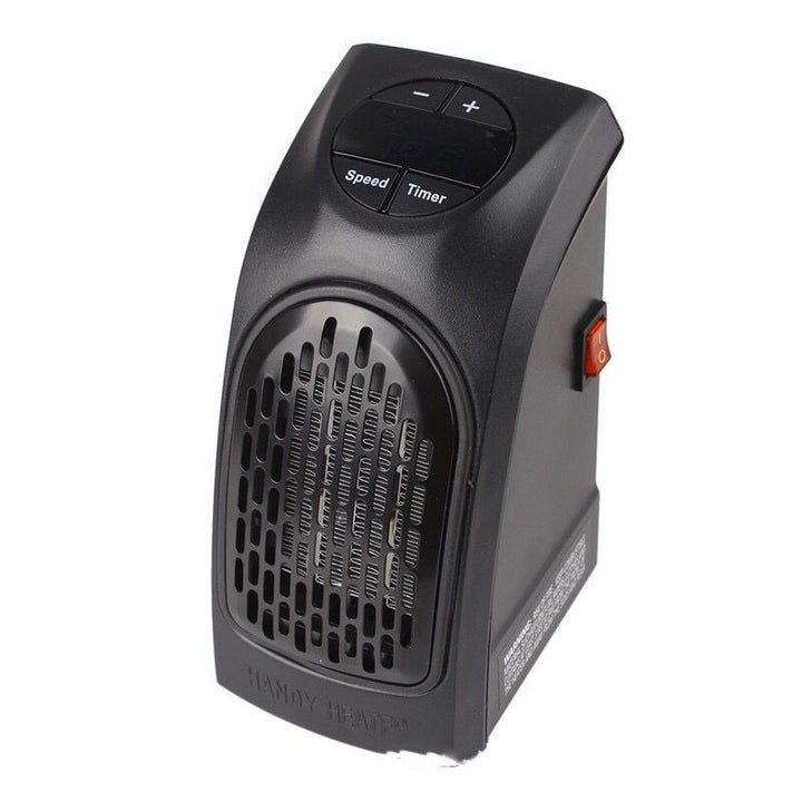 Black plug-in wall heater with digital display