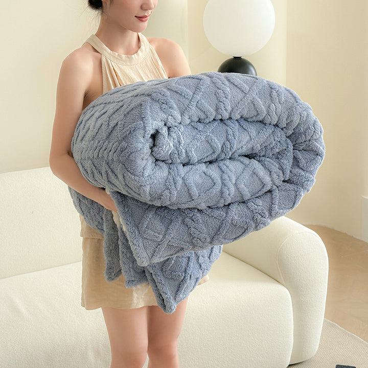 Tufted velvet throw blanket with 3D pattern